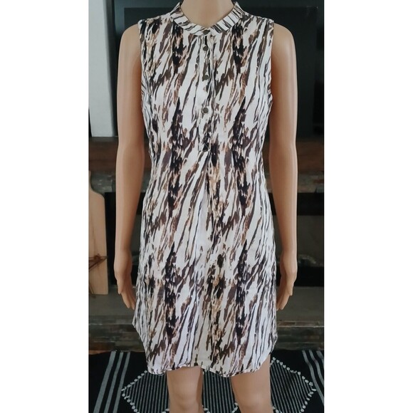 Women's Summer Dress 100% Linen Tunic Resort Cruise Chic Beachy Boho Size 4 Tan - Picture 10 of 16